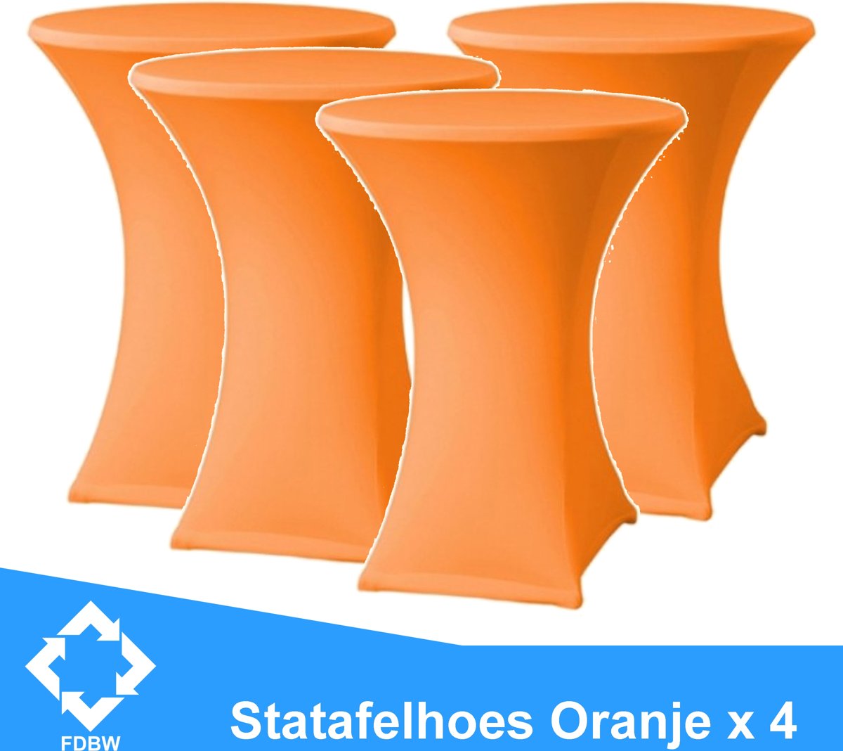 Statafelrok Luxe Oranje x 4 - Statafel Tafelrok - Statafelhoes - Stretch –  ∅80 x 110 cm – geschikt voor Horeca Evenementen | Sta Tafel Hoes | Statafel | Staantafelhoes | Cocktailparty | Trouwerij | Sta-tafel rok – 4 stuks - SET VAN 4